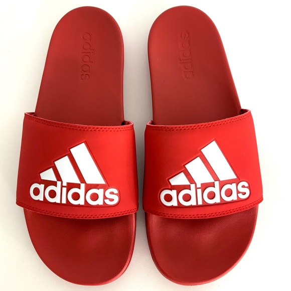 mens red adidas slides